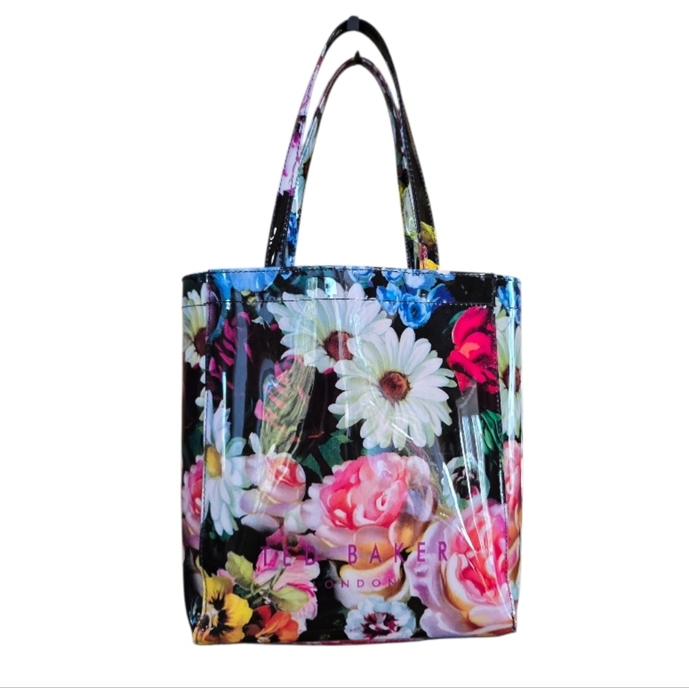 Ted Baker London Oicon Oil Painting Black Floral Multicolor Vinyl Tote Bag